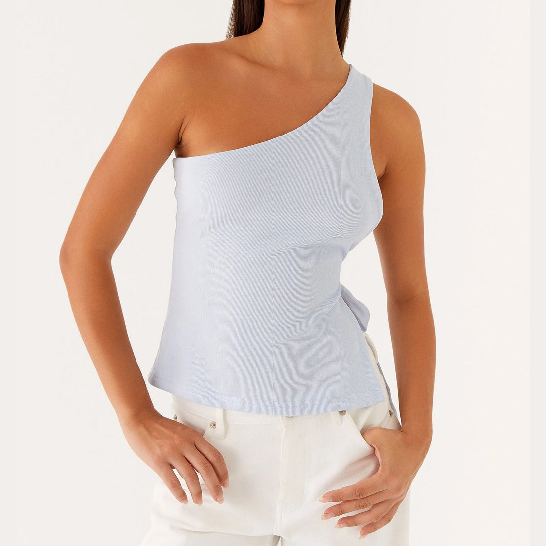 Asymmetrisches One-Shoulder Tanktop mit Schleifendetail