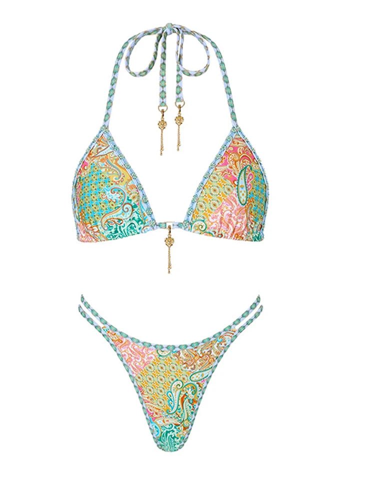 Boho Bikini-Set mit Wickelrock – Paisley Look für deinen Beach-Auftritt
