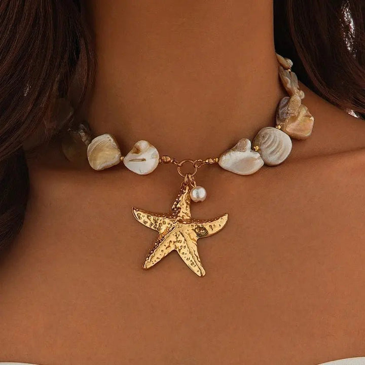 Boho Muschelkette mit Seestern Anhänger