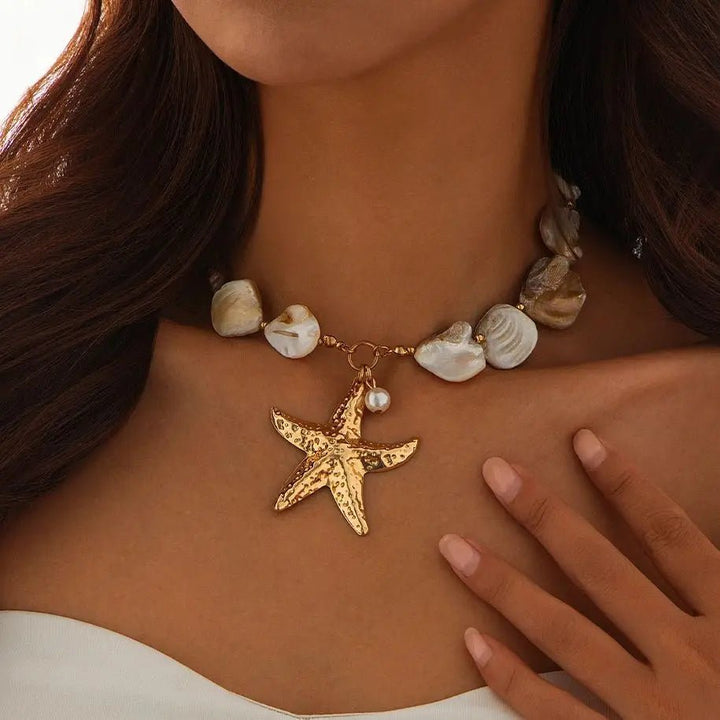 Boho Muschelkette mit Seestern Anhänger