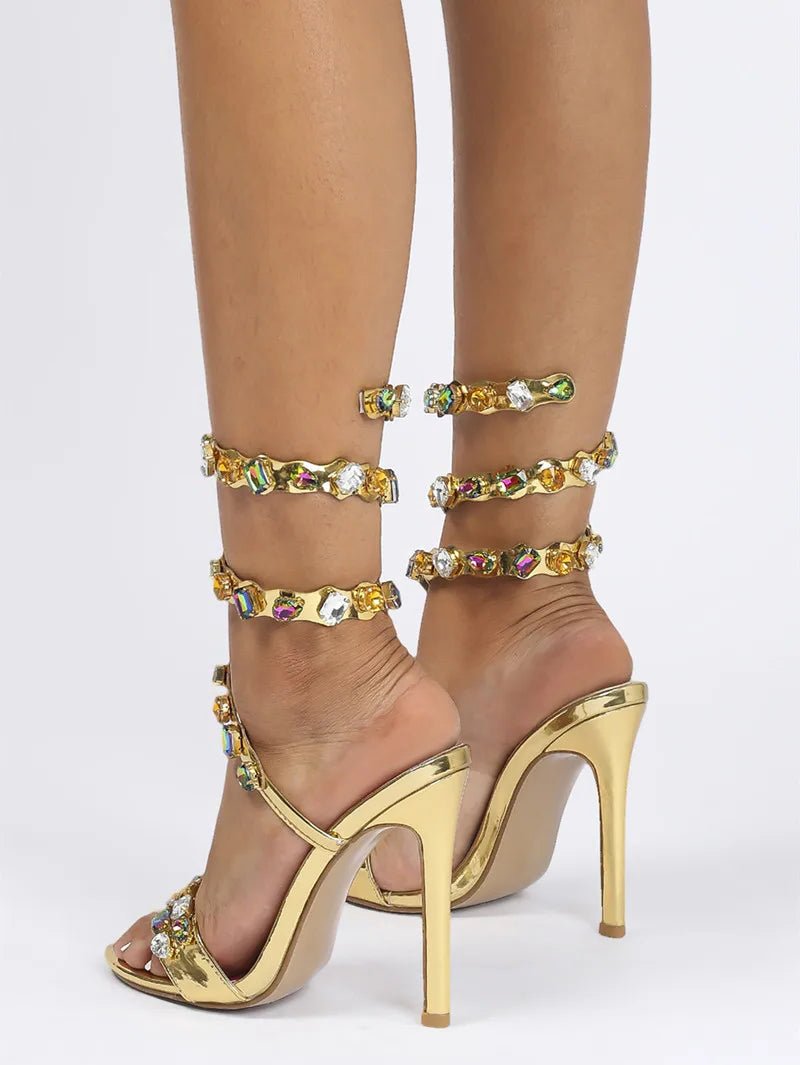Crystal Luxe Heels – Sandalen mit funkelndem Knöchelriemen