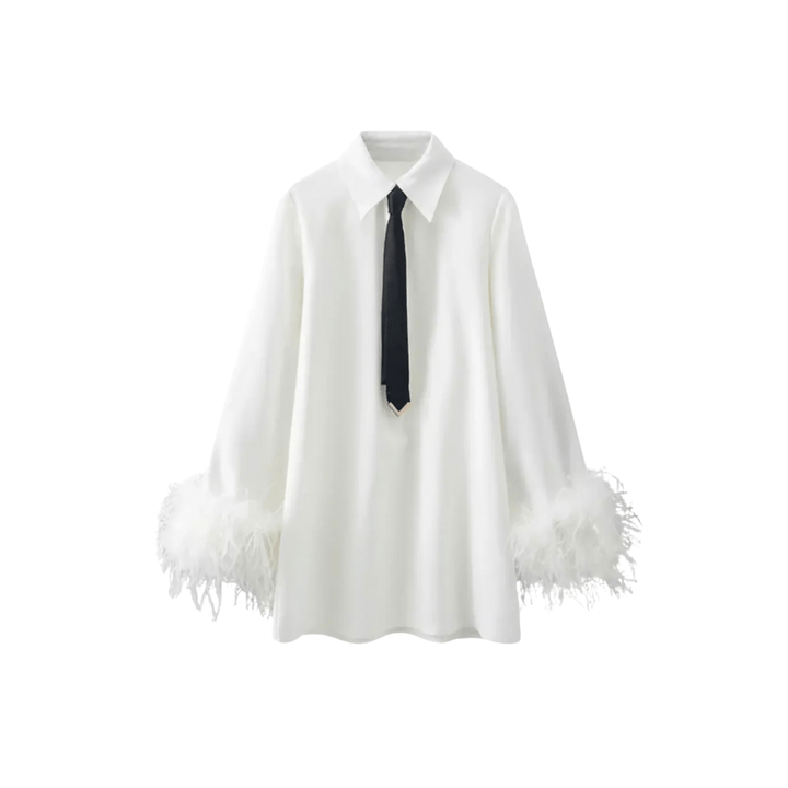 Feather Chic Hemdkleid – White Edition