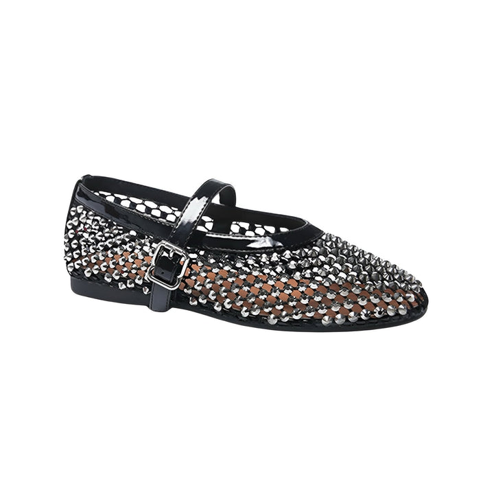 Glitzernde Mesh-Ballerinas im Mary-Jane-Stil