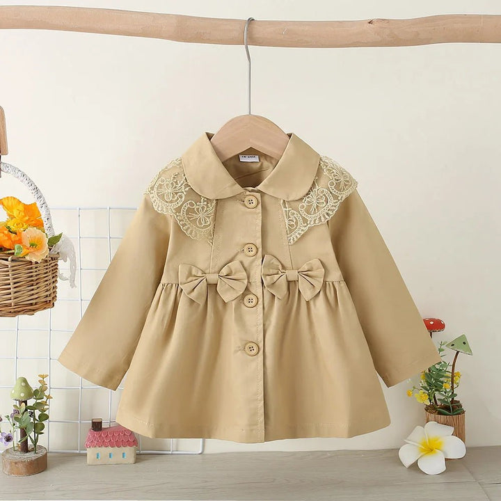 Mädchen-Jacke mit Schleifen & Spitzenkragen Herbst-Liebling für kleine Fashionista