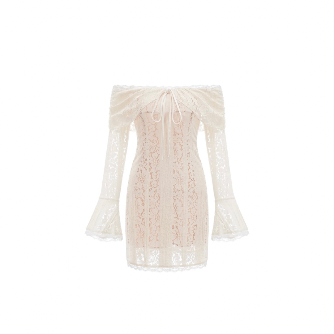 Schulterfreies Spitzenkleid