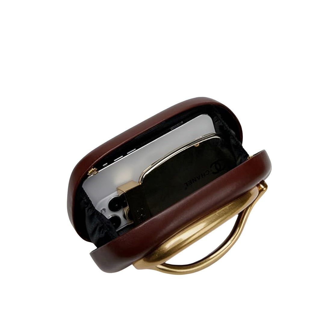 Statement-Clutch mit goldener Griffform