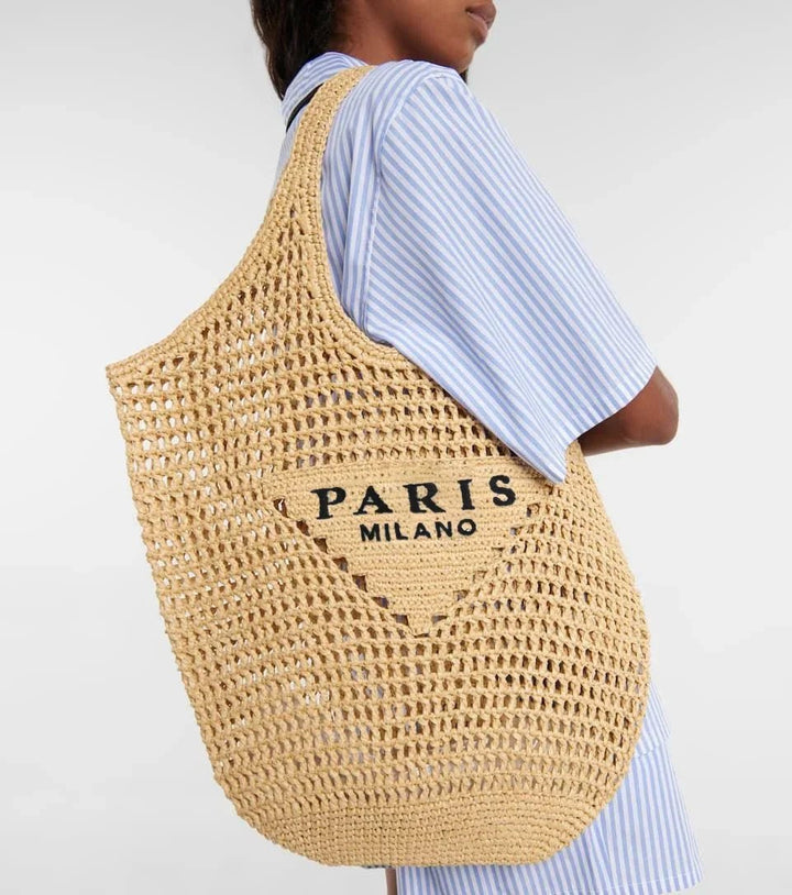 Strandtasche aus Naturstroh – große Flechttasche Damen