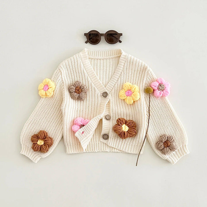 Strickjacke mit 3D-Blumen