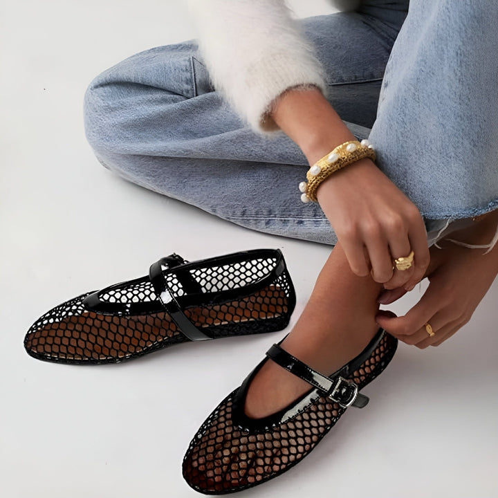 Trendige Mesh-Ballerinas in Mary-Jane-Optik