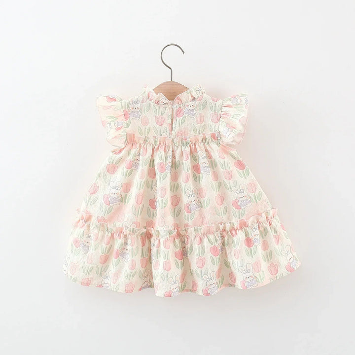 Tulpenkleid mit Schleife – Sommerkleid für Mädchen 9 Monate – 4 Jahre