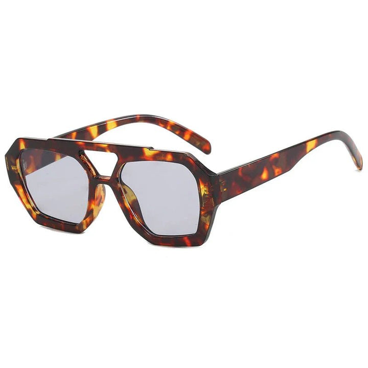 Vintage Quadrat-Sonnenbrille Leopard